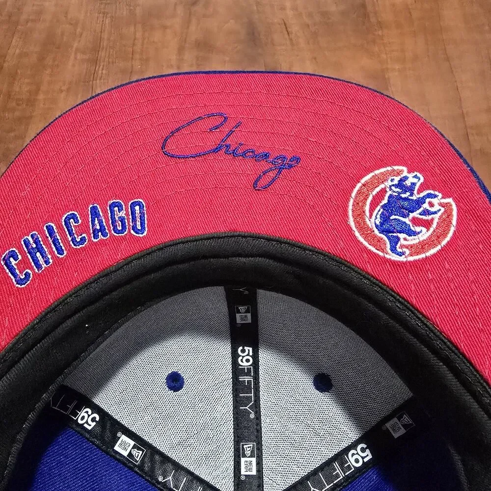 New Era Chicago Cubs 1876 Illinois State Patch Multi-logo Fitted Hat 7 5/8